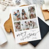 シンプルPhoto Collage Script Merry Christmas Magnet