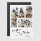 シンプルPhoto Collage Script Merry Christmas Magnet (正面/裏面)