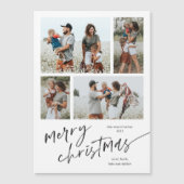 シンプルPhoto Collage Script Merry Christmas Magnet (正面)