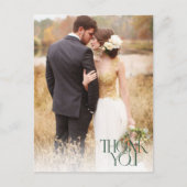 シンプルPhoto Hunter Green結婚 Thank You ポストカード (正面)