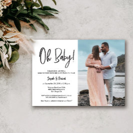 シンプルPhoto Ohモダンベビーカップルのシャワー 招待状