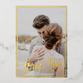 シンプルPhoto's 結婚 Thank You Foil Holiday Card 箔シーズンカード (正面)