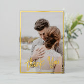 シンプルPhoto's 結婚 Thank You Foil Holiday Card 箔シーズンカード (立ち正面)