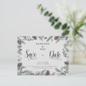 シンプルPine Conesの結婚Webサイト日付を保存 案内ポストカード (スタンド正面)