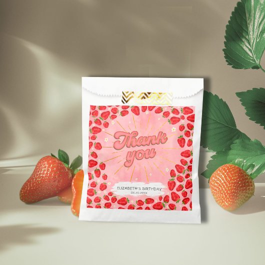 シンプルPInkサンキューレッドストロベリーパーティーフローラ フェイバーバッグ