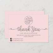 シンプルPink手書きハートカスタマービジネス サンキューカード (正面/裏面)