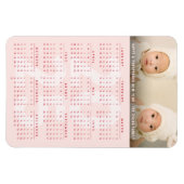 シンプルPink 2025カレンダーMinimalist Holiday Photo マグネット (横)