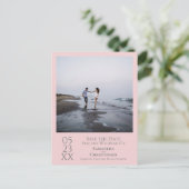 シンプルPink & Gray Wedding Save the Date Photo ポストカード (スタンド正面)