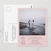 シンプルPink & Gray Wedding Save the Date Photo ポストカード (正面/裏面)