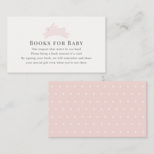 シンプルPink Jumping Bunnyブックリクエスト エンクロージャーカード (正面/裏面)