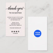 シンプルPink Thank You For Your Purchase 名刺 (正面/裏面)