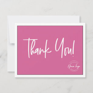 シンプルPink White Company Logo Social Thank You サンキューカード