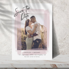 シンプルPink & White Save the Date Photo セーブザデート