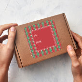 シンプルPlaid Holiday Red and Green To From スクエアシール