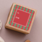 シンプルPlaid Holiday Red and Green To From スクエアシール