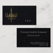 シンプルPLAIN BUSINESS CARDSブラック・金ゴールド・シャンデリア 名刺 (正面/裏面)