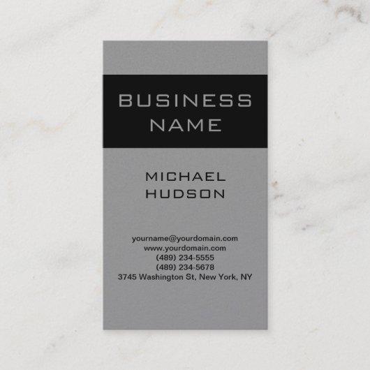 シンプルPlain Gray Black Consultant Business Card 名刺 (正面)