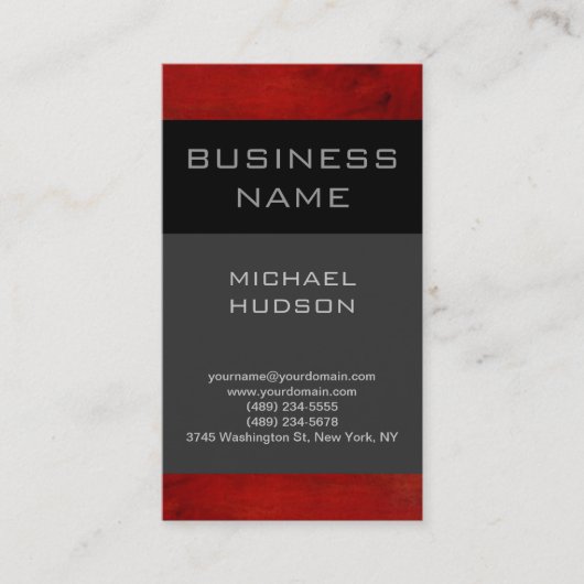 シンプルPlain Red Gray Consultant Business Card 名刺 (正面)
