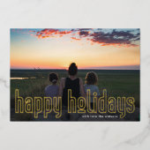 シンプルPressed Outline金ゴールド写真モダンHappy 箔シーズンカード (正面)