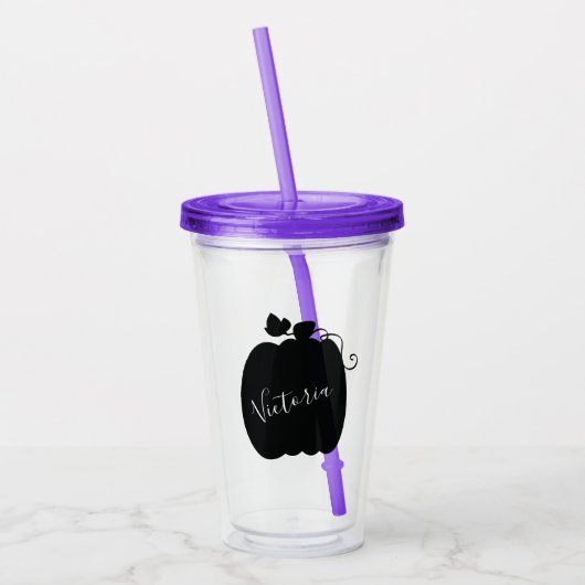 シンプルPumpkinパッチ名スクリプモノグラムのト アクリルタンブラー (左)