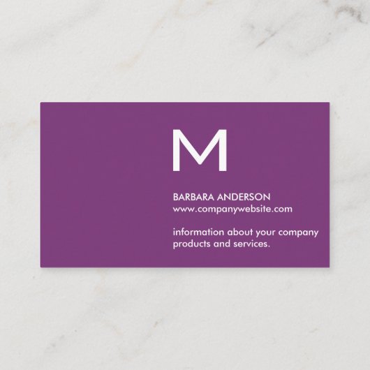 シンプルPurpleテクスチャ |モノグラム 名刺 (裏面)