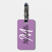 シンプルPurpleモダン Monogramイニシャルと名前 ラゲッジタグ (裏面縦)
