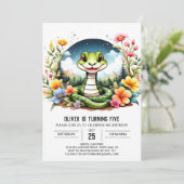 シンプルPython子供誕生日パーティー 招待状 (スタンド正面)