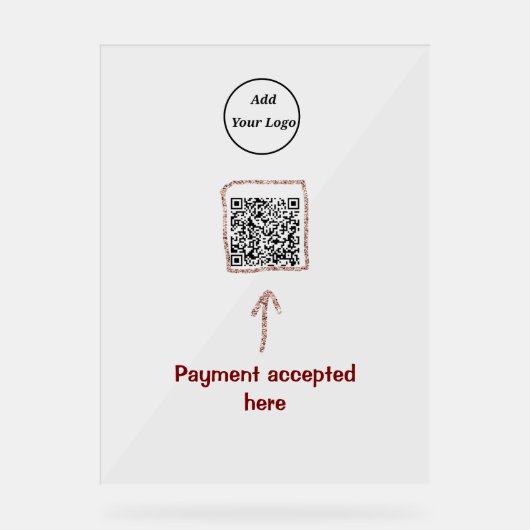 シンプルq rコーミニマルド追加ロゴスキャンコード名te アクリルサイン (正面)