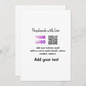 シンプルq rコーミニマルド追加ロゴスキャンコード名te シーズンカード (正面/裏面)