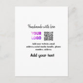 シンプルq rコーミニマルド追加ロゴスキャンコード名te ポストカード (正面)