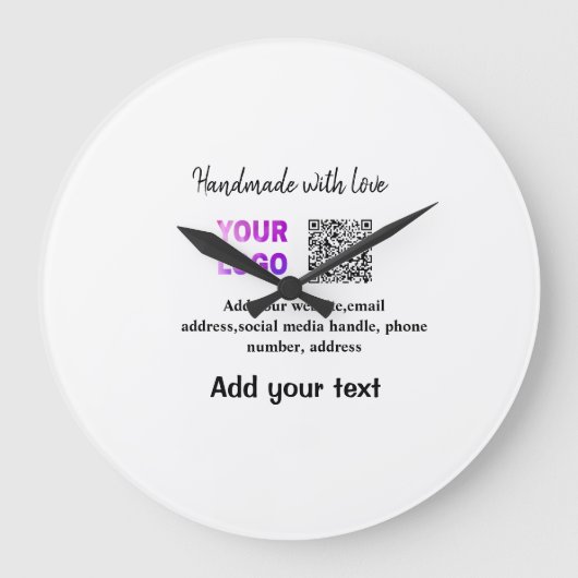 シンプルq rコーミニマルド追加ロゴスキャンコード名te ラージ壁時計 (正面)