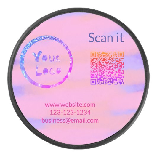 シンプルq rコーミニマルド追加ロゴスキャンコード名we アイスホッケーパック (正面)