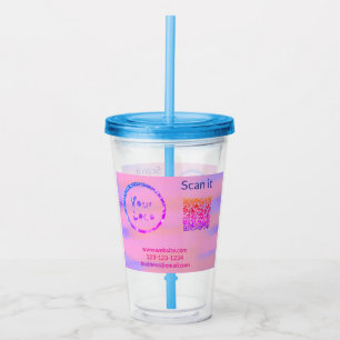 シンプルq rコーミニマルド追加ロゴスキャンコード名we アクリルタンブラー