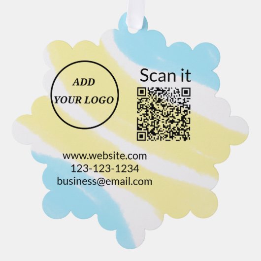 シンプルq rコーミニマルド追加ロゴスキャンコード名we オーナメントカード (正面)