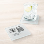 シンプルq rコーミニマルド追加ロゴスキャンコード名we ガラスコースター (アングル)