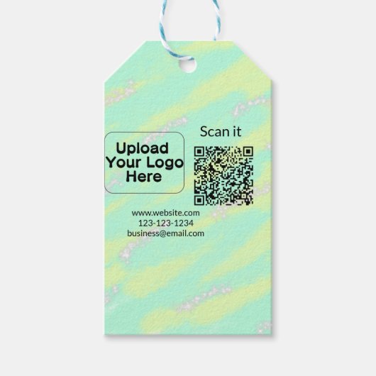 シンプルq rコーミニマルド追加ロゴスキャンコード名we ギフトタグ (正面)