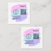 シンプルq rコーミニマルド追加ロゴスキャンコード名we スクエア名刺 (正面/裏面)