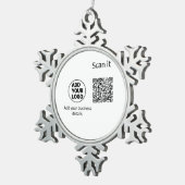 シンプルq rコーミニマルド追加ロゴスキャンコード名we スノーフレークピューターオーナメント (右)