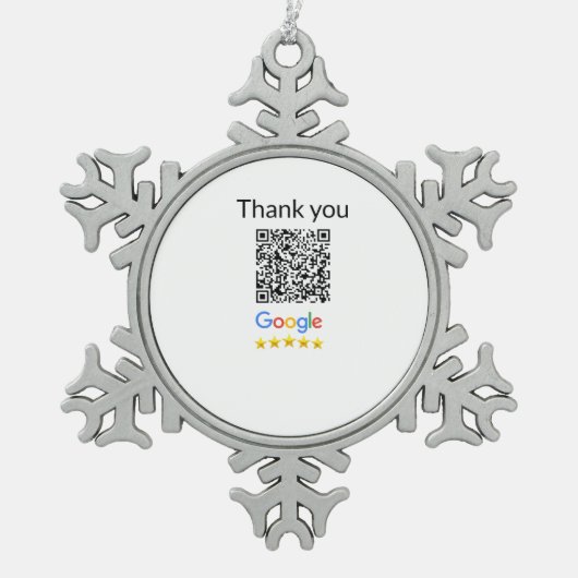 シンプルq rコーミニマルド追加ロゴスキャンコード名we スノーフレークピューターオーナメント (正面)