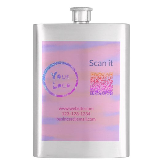 シンプルq rコーミニマルド追加ロゴスキャンコード名we フラスク (正面)