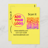 シンプルq rコーミニマルド追加ロゴスキャンコード名we ポストカード (正面/裏面)