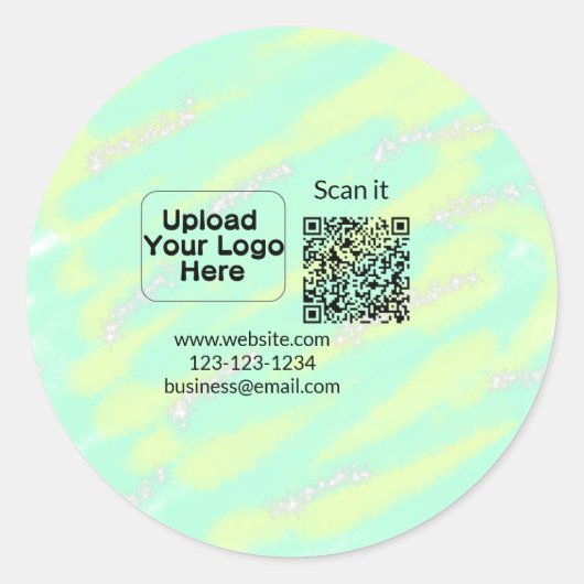 シンプルq rコーミニマルド追加ロゴスキャンコード名we ラウンドシール (正面)