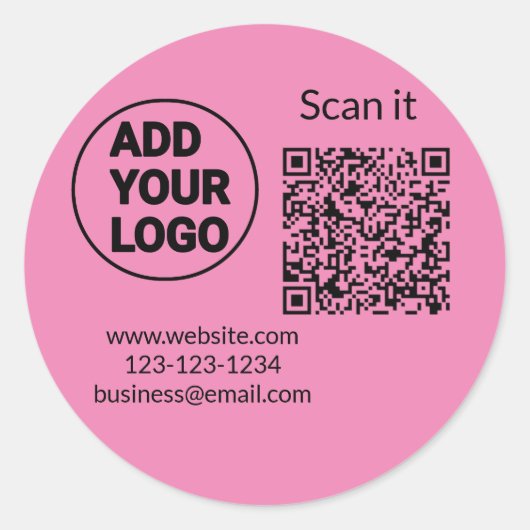 シンプルq rコーミニマルド追加ロゴスキャンコード名we ラウンドシール (正面)