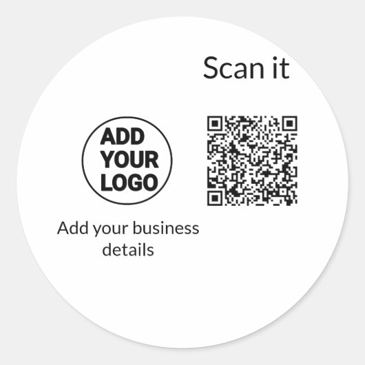 シンプルq rコーミニマルド追加ロゴスキャンコード名we ラウンドシール (正面)