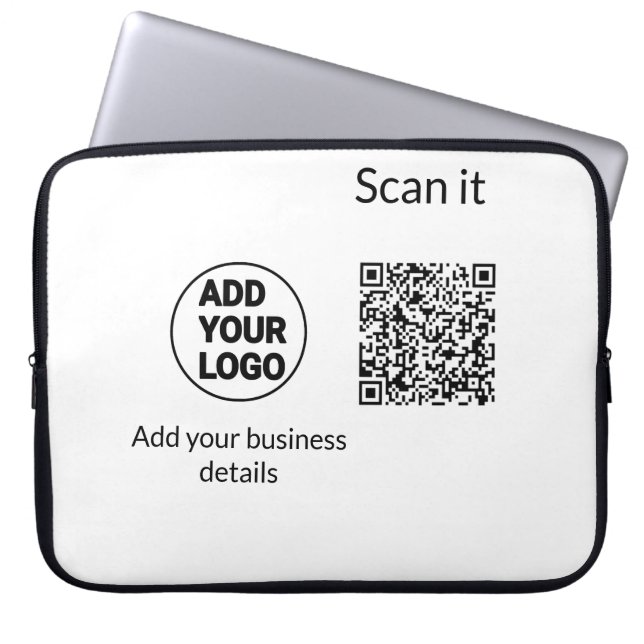 シンプルq rコーミニマルド追加ロゴスキャンコード名we ラップトップスリーブ (正面)