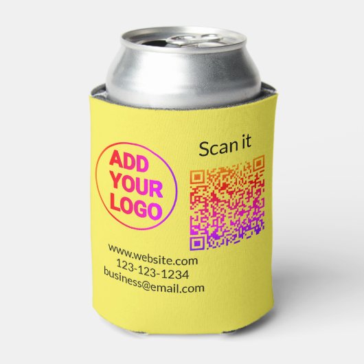 シンプルq rコーミニマルド追加ロゴスキャンコード名we 缶クーラー (缶正面)