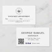 シンプルQRエレガントコードとロゴアポイントメントカード 予約カード (正面/裏面)