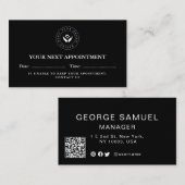 シンプルQRエレガントコードとロゴアポイントメントカード 予約カード (正面/裏面)