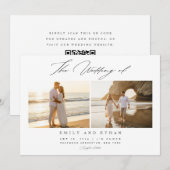 シンプルQRエレガントコード写真結婚の 招待状 (正面/裏面)