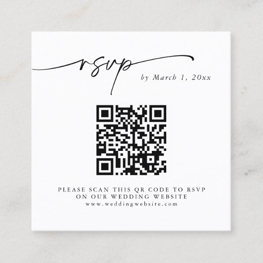 シンプルQRコーエレガントドRSVPエンクロージャカード スクエア名刺 (正面)